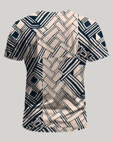 Big & Tall Men's Daily Casual Khaki Colorblock Geometric Printed Round Neck Short Sleeve T-Shirt